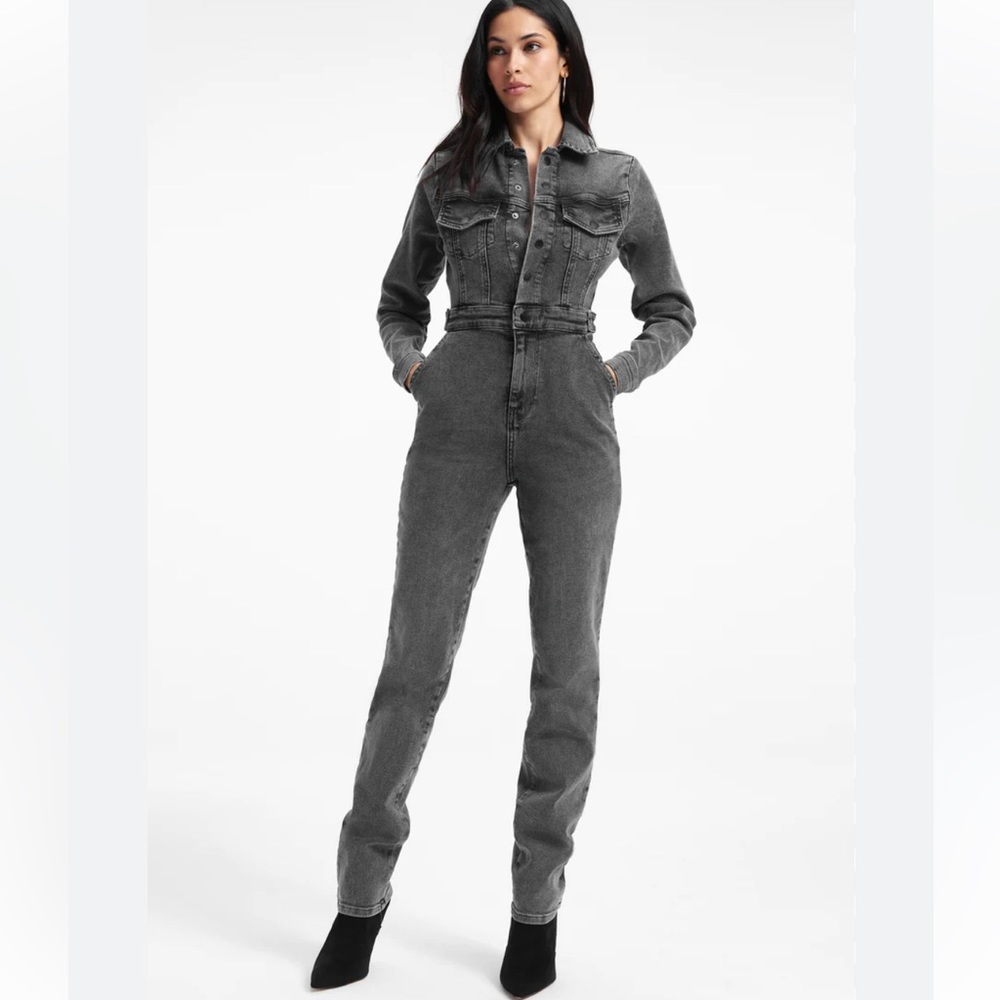 GOOD AMERICAN Washed Black Body Jumpsuit 0 XS